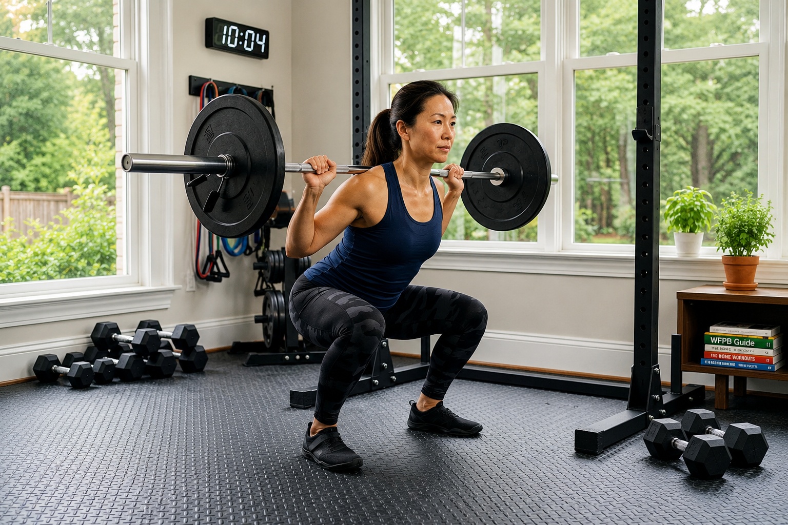 woman squat exercise home workout