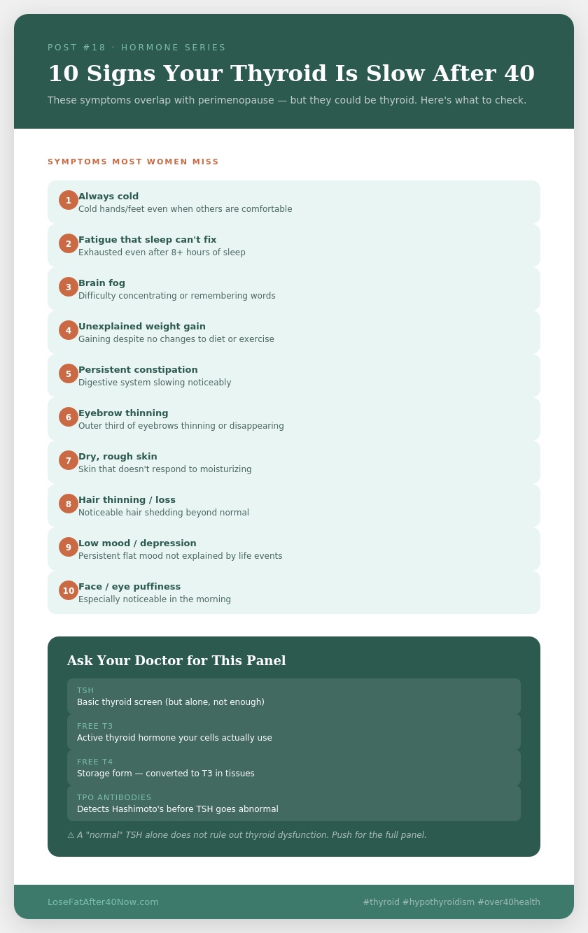 10 signs your thyroid is slow after 40 infographic