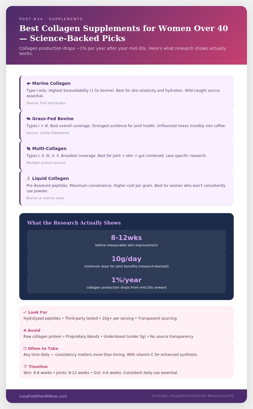 best collagen supplements women over 40 types comparison infographic