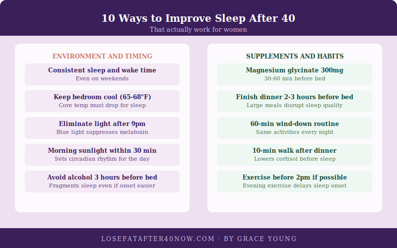 10 ways to improve sleep after 40 infographic